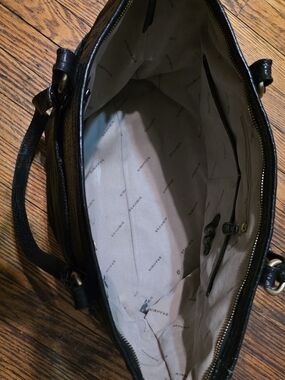 Brahmin Black Leather Satchel with Brass Hardware
